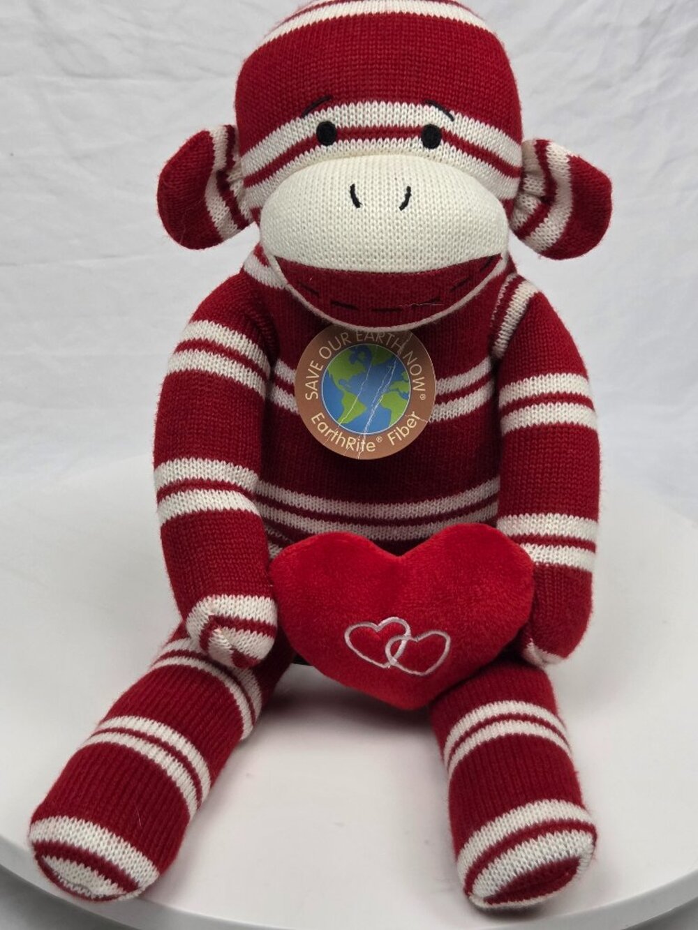 Dan Dee Collector's Choice sock monkey holding a plush heart 18"